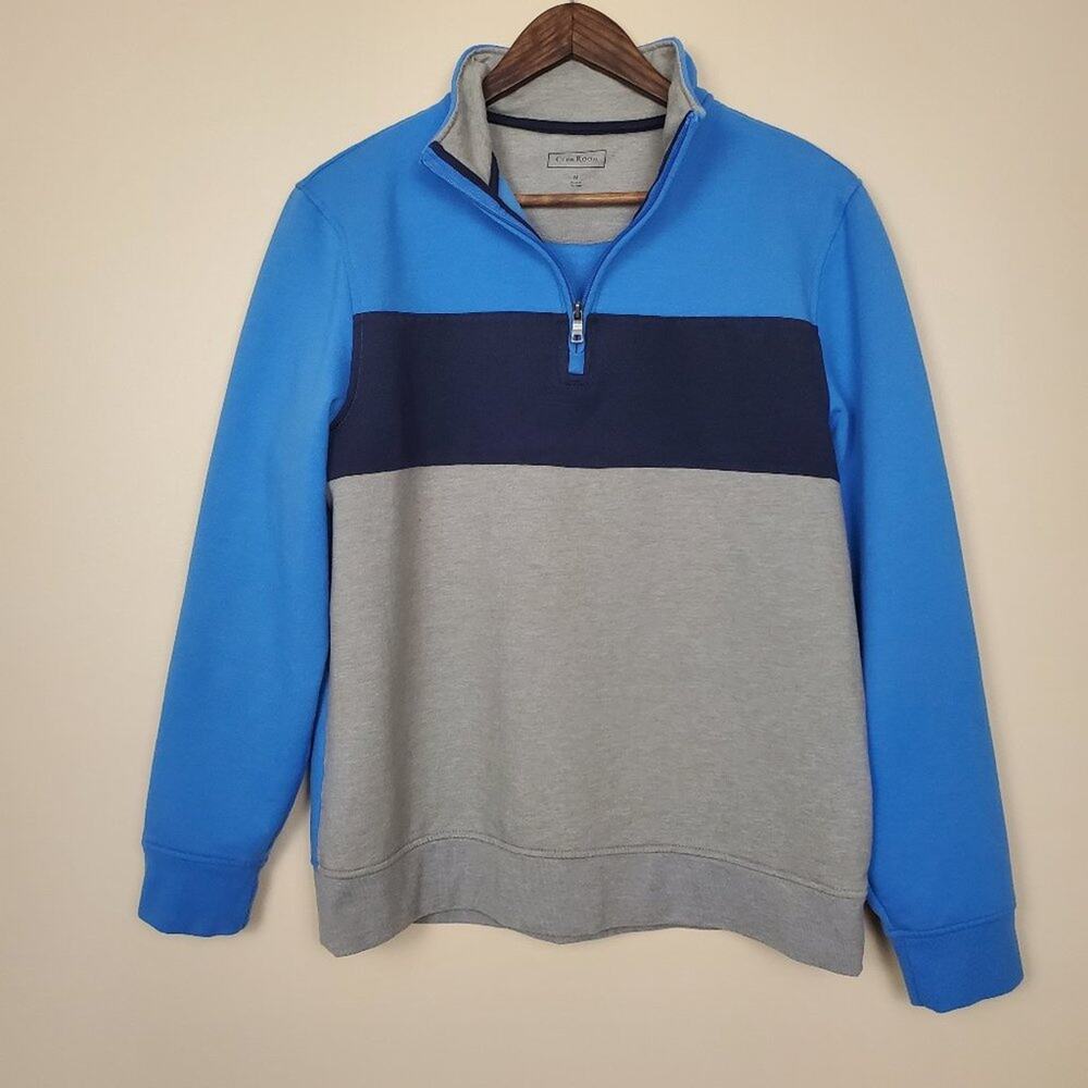 Club Room Sweatshirt 1/4 Zip Blue Gray Medium